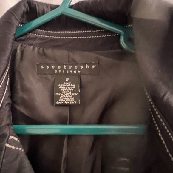 APOSTROPHE black contrast stitch trench coat size 8 - Picture 2 of 3